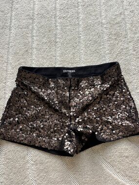 Express Women's Sequin Shorts in Shimmering Bronze